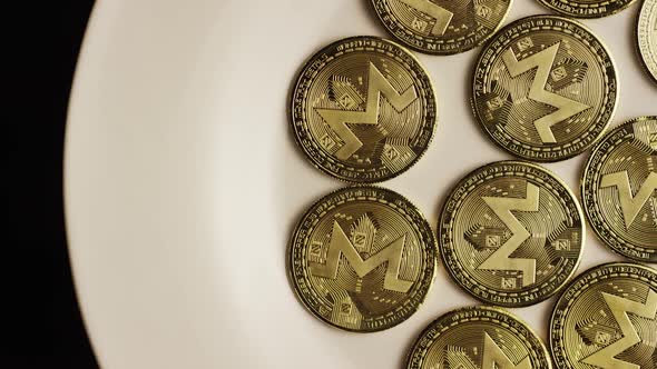 Rotating shot of Bitcoins