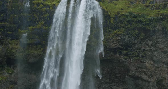 Beautiful Falling Water of Seljalandsfoss Waterfall Iceland