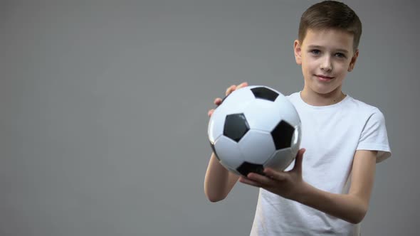 Actve Teen Boy Playing With Soccer Ball, Young Champion, Hobby and Lifestyle