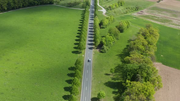 Aerial view of road with traffic, Baden-Wuerttemberg, Germany