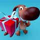 4K Fun 3D cartoon animation of a dog with a gift - VideoHive Item for Sale