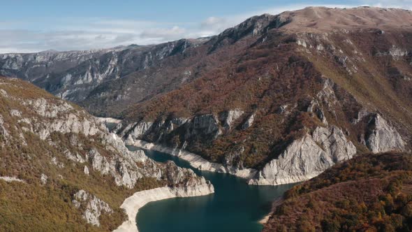 Mountain River with Clear Blue Water in the Mountains of Montenegro