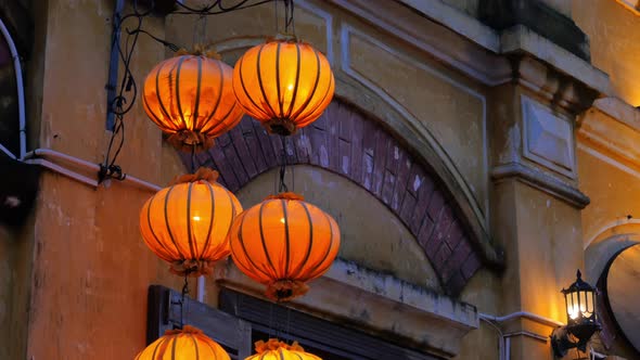 Orange lanterns in old quarter of Hoi An, Vietnam