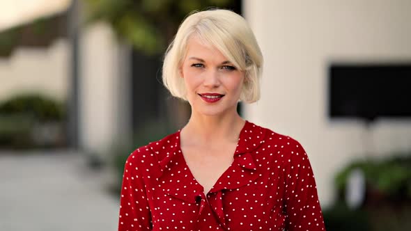 Attractive Blond Woman Walking