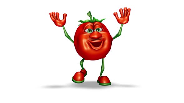 Cartoon Tomato  Looped Dance on White Background