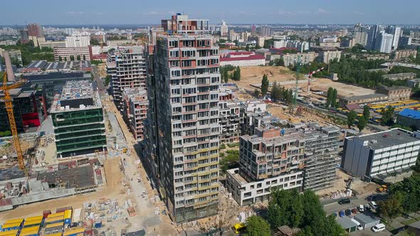 Drone Aerial View Modern Building Residential Complex Unit Home