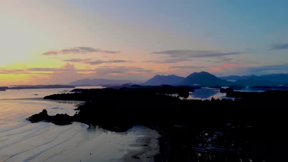 Tofino Vancouver Island Pacific Rim Coast Canada Beautiful Sunset at the Beach with Fog at Tofino