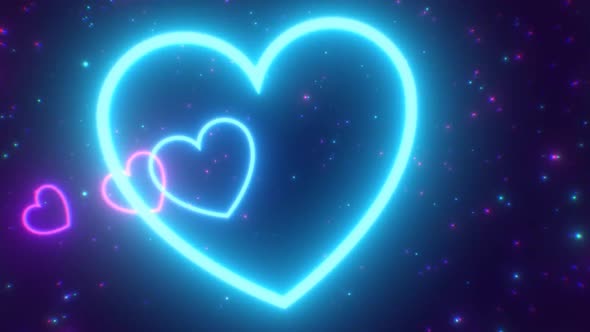 Fly Through Pink Blue Fast Neon Glow Light Speed Heart Shaped Tunnel alt