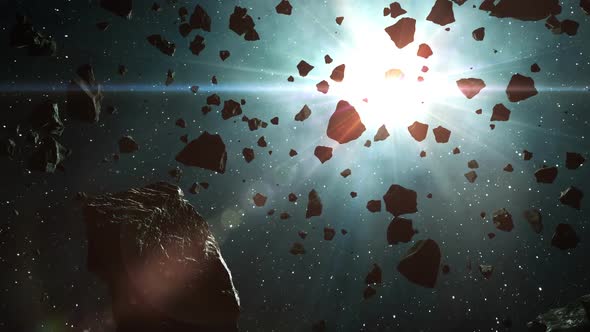 Asteroids Cluster In The Rays Of Blue Star alt