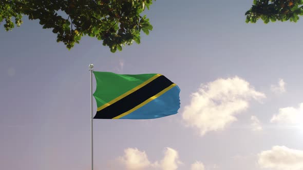 Tanzania Flag With  Modern City 