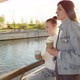 Woman with Coffee on Bridge - VideoHive Item for Sale