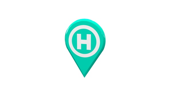 Map Location Pin With Hospital Icon Cyan V8
