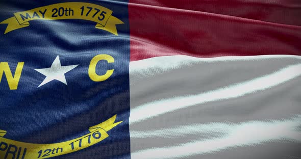 North Carolina state flag waving background