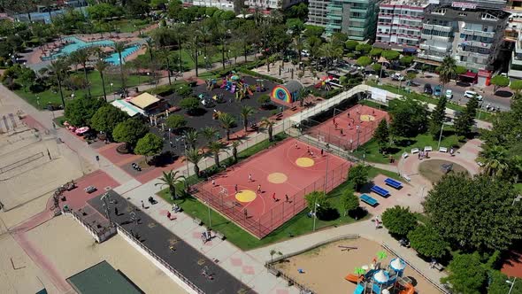 Basketball Court From a Drone