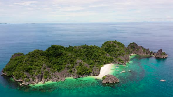 Tropical Island with a White Sandy Beach