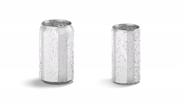 Blank white 280 ml and 330 ml soda can , looped rotation