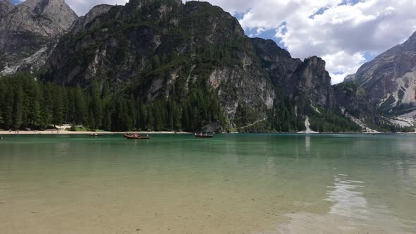 Lake Lago Di Braies in Dolomites Italy Alps