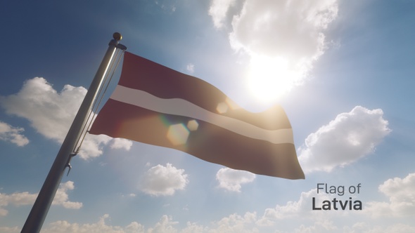 Latvia Flag on a Flagpole V2