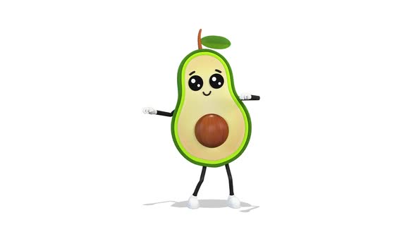 Avocado Silly Dancing on White Background
