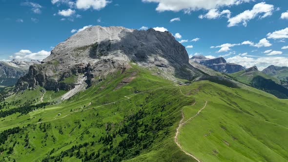 Dolomites mountains peaks on a sunny summer day