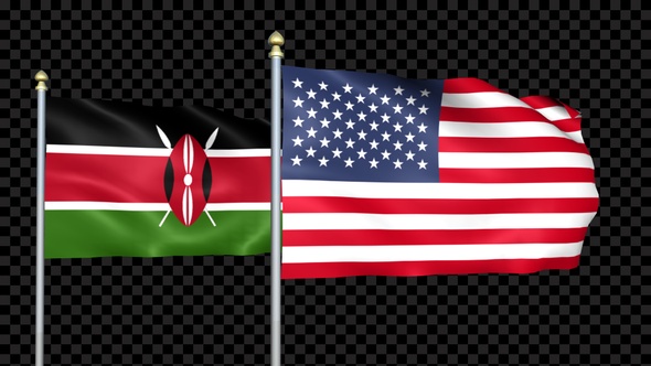 Kenya And United States Two Countries Flags Waving