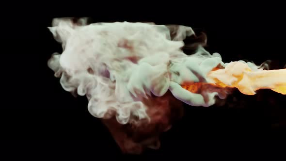 colorful smoke stream on a black studio background. smoke cloud puff alt