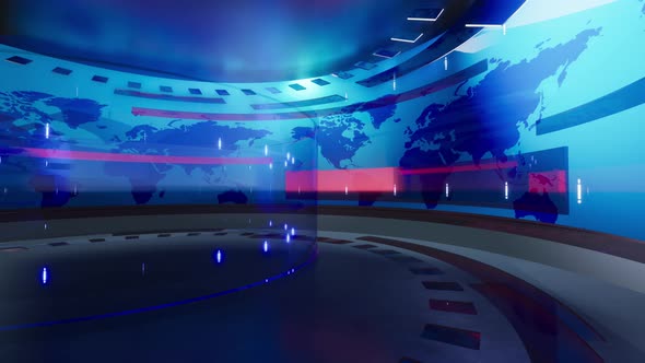 3D Virtual News Studio Background 4K