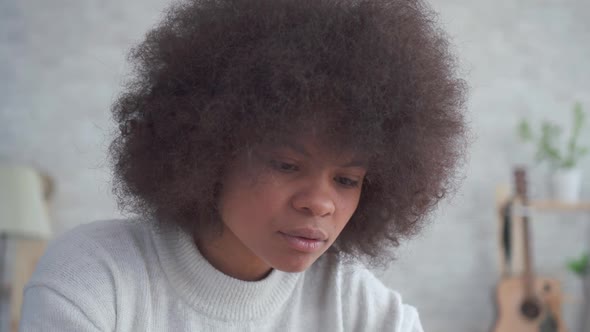 Portrait African American Woman with an Afro Hairstyle