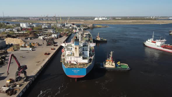 Cargo ship in port