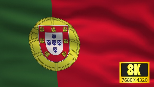 8K Portugal Windy Flag Background