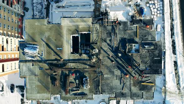 Top View of a Construction Site on a Building in Progress alt
