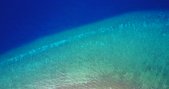 Natural drone copy space shot of a summer white paradise sand beach and aqua blue ocean background i