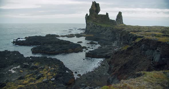 Londrangar Cliffs Located in Snaefellsness Peninsula Iceland