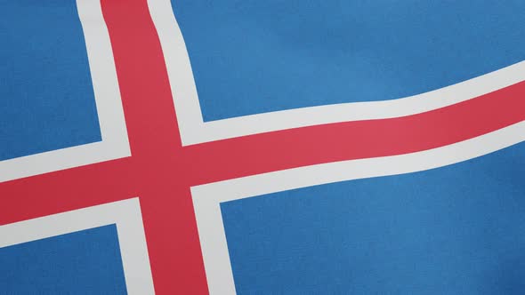 National Flag of Iceland Waving Original Size and Colors 3D Render Islenski Faninn or National Flag