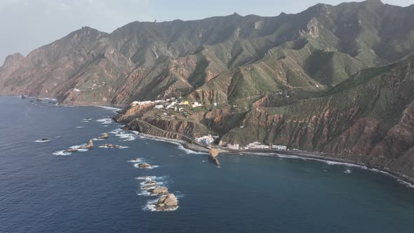 Small Seascape Village Along the Spanish Coast Sea Shore and Coastline in Tenerife Canary Island