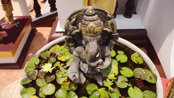 Elephant Statue at Chiang Mai Buddhist Temple in Thailand, Beautiful Famous Building of Wat Phrathat