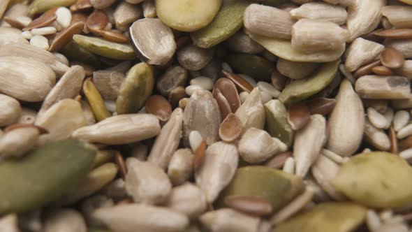 Raw Shelled Sunflower Seends and Pumpkin Seeds, Macro Shot