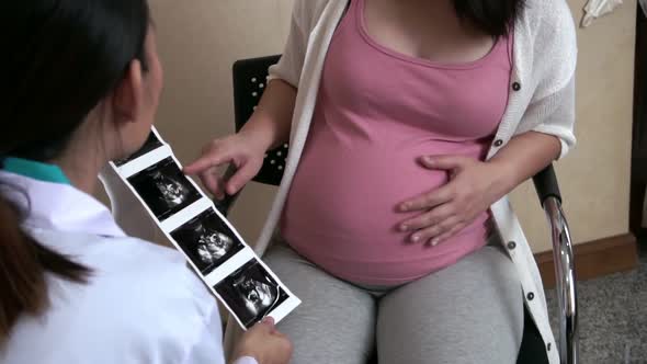 Pregnant Woman and Gynecologist Doctor at Hospital