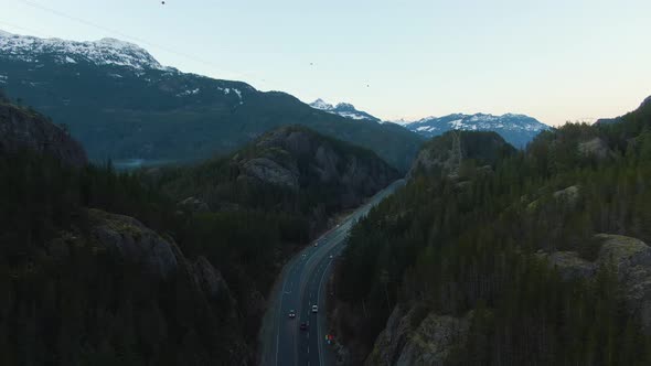Aerial View of the Famous Scenic Drive Sea To Sky Highway