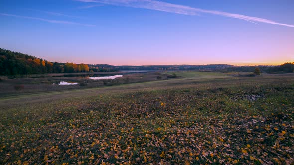 Time Lapse with Autumnal Evening at Wild Meadow