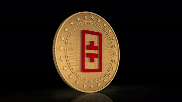 Theta Network cryptocurrency golden coin 3d