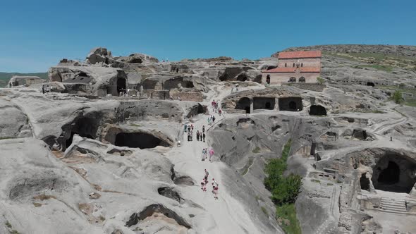 Amazing aerial view of ancient town Uplistsikhe in Georgia.