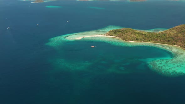 Tropical Island with Sandy Beach, Philippines, Palawan