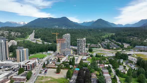 Apartment Buildings With Beautiful Nature Scenery At Background In Lynnmour, North Vancouver, BC Can