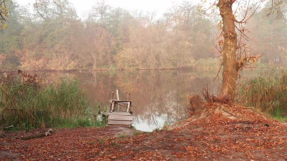 Foggy Morning on the River Bank -- Dolly in Span To the Little Bridge