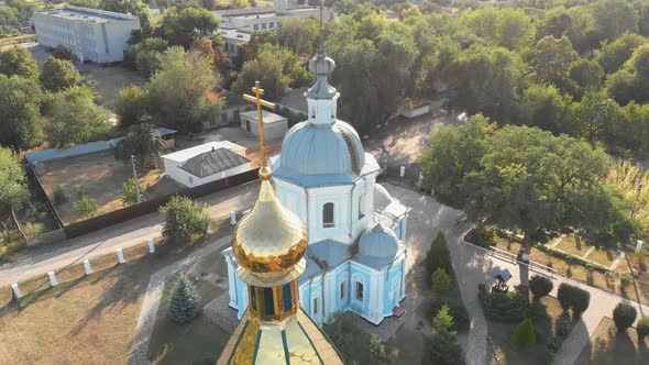 Aerial View of the Ukrainian Christian Church Located in the Village