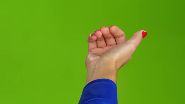 Gesture of the Right Hand Come Closer. Green Screen Studio