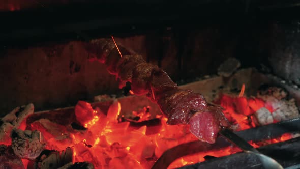 Meat on a Stick is Getting Roasted on the Coals