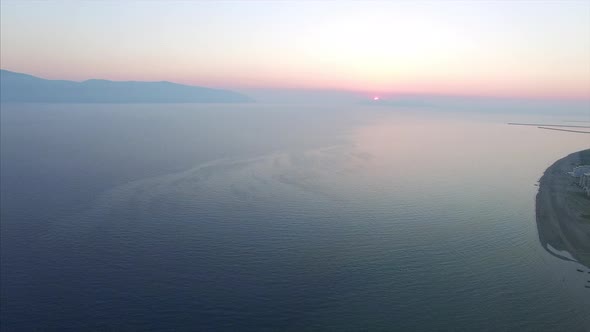 Ocean with the sunset in Albania