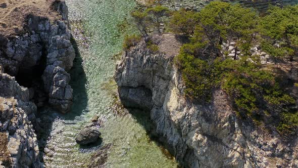 Rocky Promontory with a Strait Between the Rocks